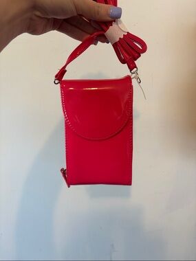 Sleek Patent pink Crossbody Phone Bag - Women